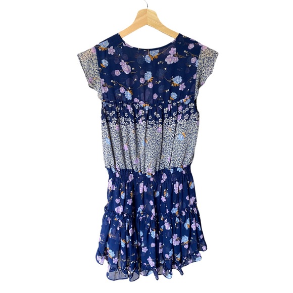 Misa Floral Print Navy Ruffle Dress XS - Picture 2 of 5